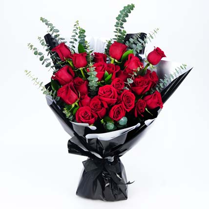 Beautiful Boquet of 24 Red Roses: Valentines Day Gifts for Wife