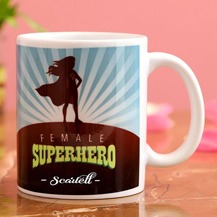 Female Superhero Personalised White Mug: Custom Women's Day Gifts