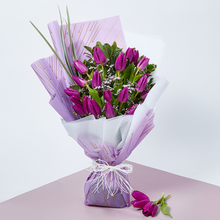 Purple Tulips Beauty Bouquet: Mother's Day Gifts in SIngapore
