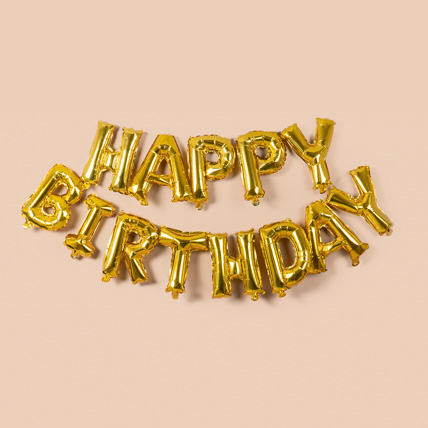 Happy Birthday Alphabet Golden Balloon Set: One Hour Gifts Delivery