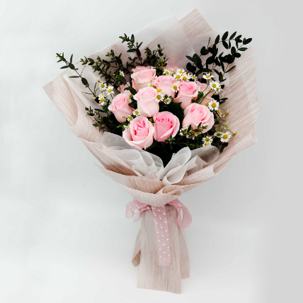 Titanic Rose Chamomile Bouquet: Teddy Day Gifts