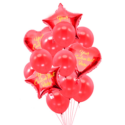 Sweet Star & Heart Shaped Customized Text Red Balloons: Same Day Delivery Gifts - Order Before 7 PM(SGT)