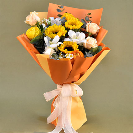 Graceful Mixed Flower Bouquet: Happy Birthday Flowers