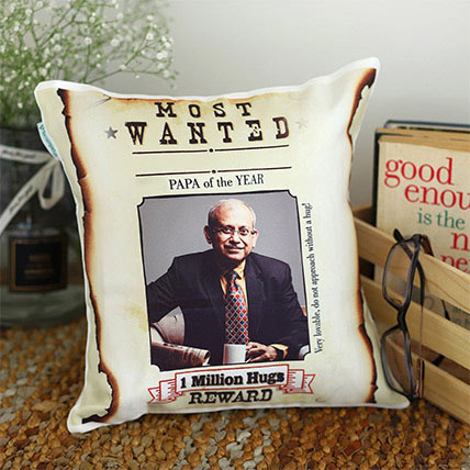 Personalised Most Wanted Papa Cushion: Fathers Day Personalised Gifts