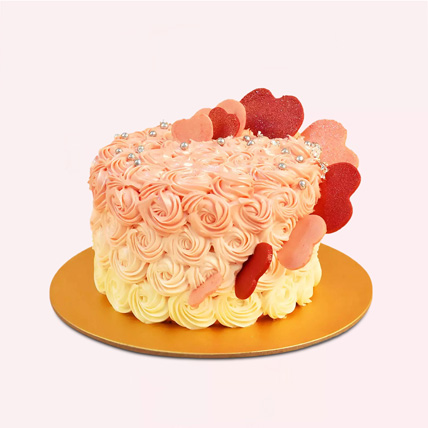 Floral Heart Chocolate Cake: One Hour Gifts Delivery