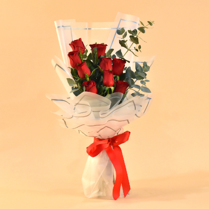 Hot Red Roses Bouquet: Anniversary Gifts