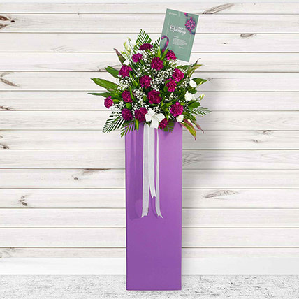 Ravishing Mixed Flowers Cardboard Stand: Flowers Delivery Singapore