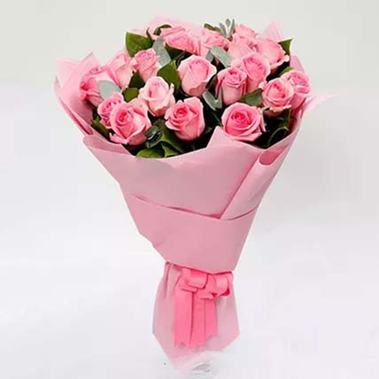 Passionate 20 Pink Roses Bouquet: Xmas Gift ideas for Husband