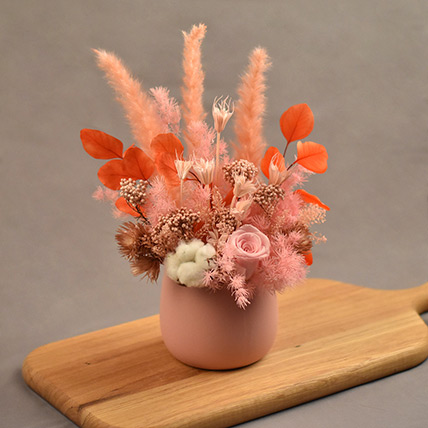Enticing Mixed Preserved Flowers Designer Vase: Forever Roses