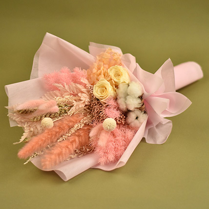 Graceful Mixed Preserved Flowers Bouquet: Cotton Flowers