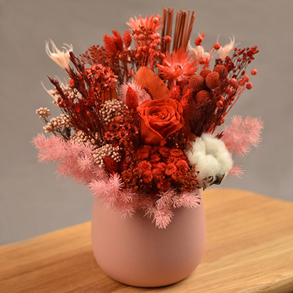 Ravishing Mixed Preserved Flowers Designer Vase: Mid Autumn Festival Gifts