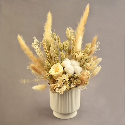 Soothing Mixed Preserved Flowers Designer Vase: Dried Flowers Singapore