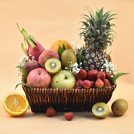 Assorted Fruits Rectangular Basket: Fruit Hampers