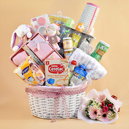 Oval Willow Basket Baby Hamper: Gifts for New Born