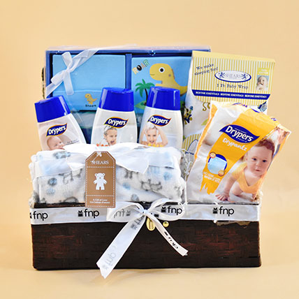 Brown Basket Baby Care Hamper: Gift Hamper Delivery