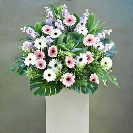 Serene Mixed Flowers Stand: Flower Stands