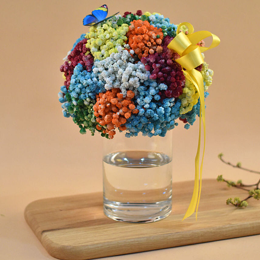 Colourful Baby Breath Cylindrical Vase:  Flowers Shop