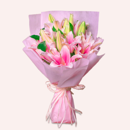 Passionate Oriental Pink Lilies: Flower Bouquets Singapore