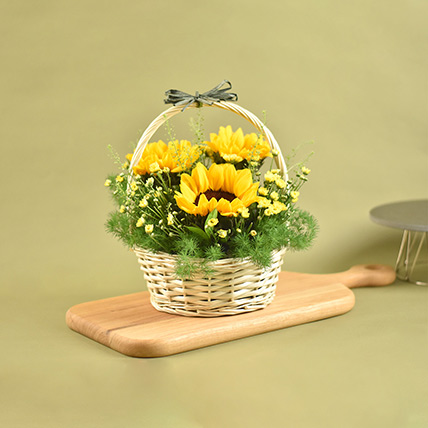 Bright Sunflowers Basket: Floral Basket For Birthday
