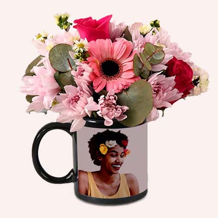 Ravishing Mixed Flowers In Personalised Mug:  Flowers Singapore