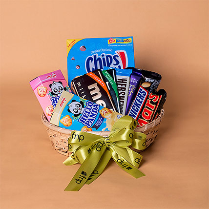 Choco Load Wooden Basket: Chocolate Hampers 