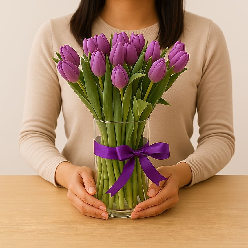 Purple Tulip Arrangement: I'm Sorry Flowers Singapore