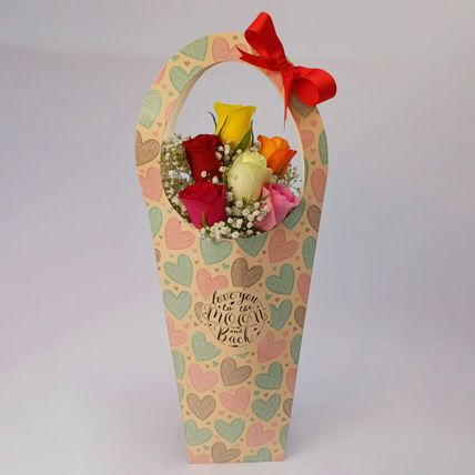 6 Mixed Roses in Sleeve Bag: Bouquet of Roses