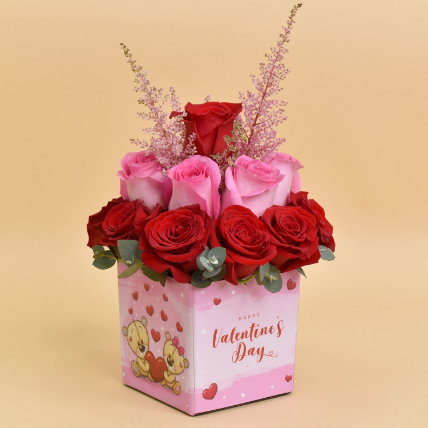 Valentines Day Roses Vase: 