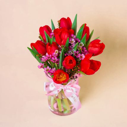 Gracious Tulips Vase for Valentine: Valentine's Day Flowers