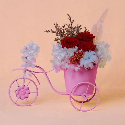 Mixed Flowers Bicycle Arrangement for Valentine: Valentines Flowers