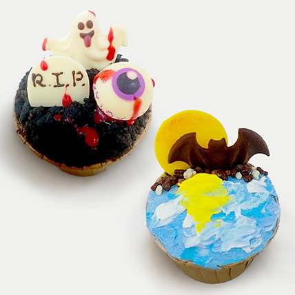 Halloween Chocolate Ganache Cupcakes 2 Pcs: Halloween Gifts 