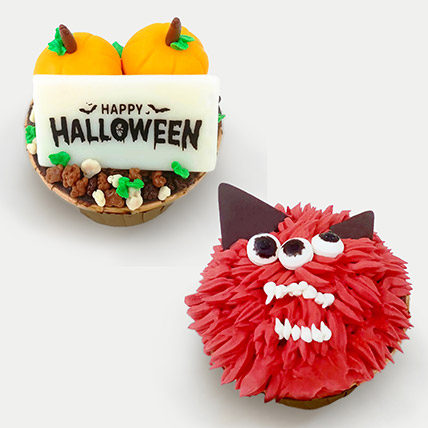Halloween Themed Chocolate Ganache Cupcakes 2pcs: Halloween Gifts 