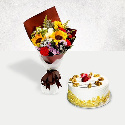Mocha Cake and Beautiful Floral Bouquet: Gift Ideas For Boss