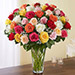 Bunch of 50 Assorted Roses In Glass Vase
