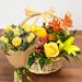 Fresh Flowers & Fruits Basket With Yellow Roses