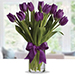 10 Purple Tulip in glass Vase