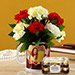 Mixed Carnations In White Mug with Ferrero Rocher