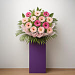 Light N Dark Pink Gerberas Flower Stand