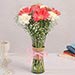Gerberas White Carnations In Glass Vase