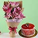 Oriental Pink Lilies Bunch with Mini Cheese Cake