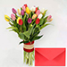 Twenty Five Vibrant Tulips Bunch with Greeting Card