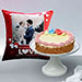 Cheese Cake With Personalised Anniversay Cushion
