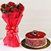 Ravishing Red Carnations Bouquet With Mini Cheese Cake