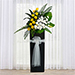 Everlasting Condolence Mixed Flowers Black Stand