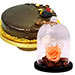 Chocolate Cake & Peach Forever Rose In Glass Dome