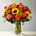 Vibrant Mixed Flowers Glass Vase