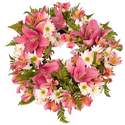 Pink & White Flowers Wreath