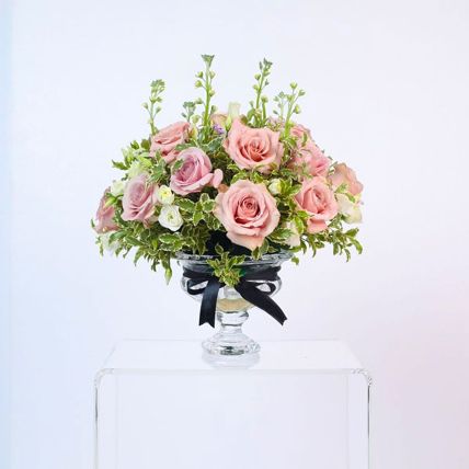 Appealing Light Pink Rose & Spray Rose Arrangement