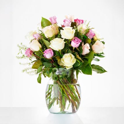 Delightful Assorted Rose Vase Arrangement