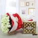 White Roses Bunch With Ferrero Rocher